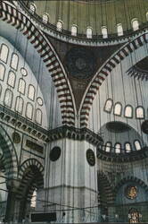 Istanbul Turkey Süleymaniye Mosque Interior Chrome Postcard Postcard