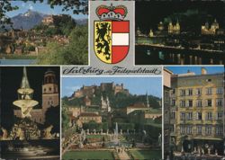 Salzburg Festspielstadt, Kapuzinerberg, Mirabell, Mozart's Home Postcard