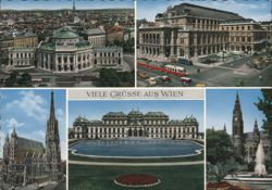 Viele Grüsse aus Wien: Opera, Belvedere, St. Stephen's Postcard