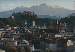 Salzburg Cityscape with Hohensalzburg Fortress and Alps Postcard