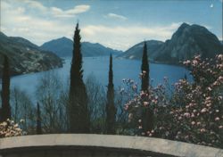 Lugano, San Salvatore & Ponte di Melide from Castagnola Postcard