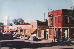First National Bank, Main Street, Freeman, SD 1953 Postcard