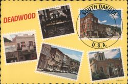 Deadwood, SD Historic Landmarks & Homestake Mining Co. Postcard