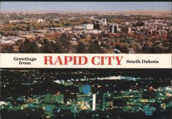 Greetings from Rapid City, South Dakota - Downtown Skyline Postcard