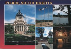 Pierre, South Dakota Capital City & Area Landmarks Postcard