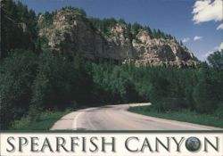 Spearfish Canyon Winding Road Limestone Walls Black Hills Postcard