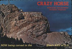 Crazy Horse Mtn Carving Black Hills SD Continental Chrome Postcard