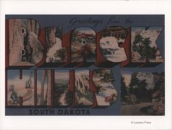 Black Hills, South Dakota Letter View with Mount Rushmore Postcard