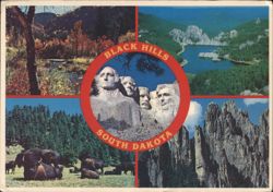 Black Hills SD - Mount Rushmore, Sylvan Lake, Cathedral Spires Postcard