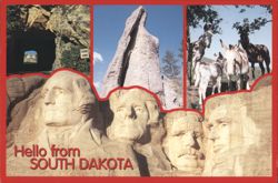 Mount Rushmore, Needle's Eye, Iron Mountain Road Tunnel Postcard