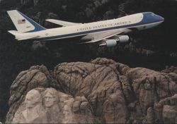 Air Force One Boeing 747-200B over Mt. Rushmore Postcard