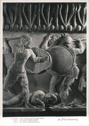 Delphi Greece Ares vs Giant Enaphas Relief Postcard Chrome Postcard