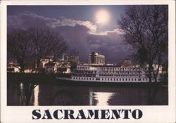 Delta King Riverboat, Sacramento at Night Postcard