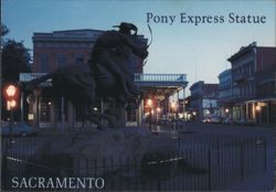 Pony Express Statue, Sacramento Postcard