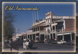 Old Sacramento Street Scene Horse-Drawn Carriage Postcard