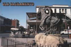 Old Sacramento Pony Express Monument Horse Carriage Continental Postcard