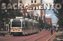 Sacramento California RT Metro Light Rail Train Postcard
