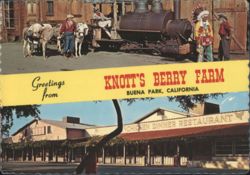 Knott's Berry Farm Old Betsy Train & Chicken Dinner Restaurant Postcard