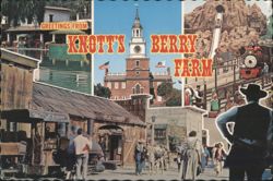 Greetings from Knott's Berry Farm, Independence Hall, Log Ride Postcard