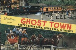 Ghost Town Knott's Berry Farm Train & Stagecoach Ride Postcard