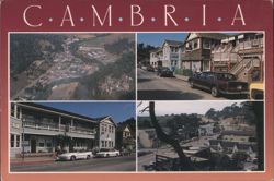 Cambria, CA Multi-View: Aerial, Street Scenes, Town Overview Postcard