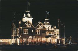 Neiman's Twin Inns Restaurant, Carlsbad, CA Night View Postcard