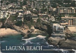 Laguna Beach Coastal View, Houses on Cliffs Postcard