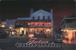 Jackson CA National Hotel Night Scene, Main Street Postcard