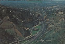 Hollywood Freeway Winding through Cahuenga Pass Postcard