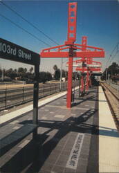 Los Angeles CA 103rd St Station Metro Blue Line Totems Chrome Postcard