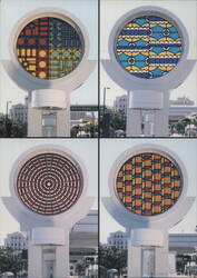 Jim Isermann, Failed Ideals, Stained Glass Pylon Windows Postcard