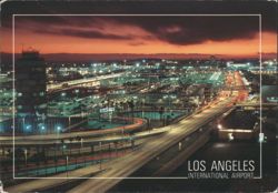 Los Angeles International Airport Night View Postcard