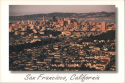 San Francisco Skyline & Bay Bridge, Dusk View Postcard