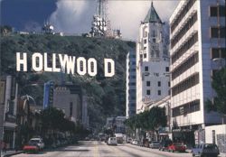 Hollywood Sign & Street Scene, Hollywood Postcard