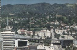Hollywood CA Panorama, Capitol Records, Freeway, Sign Postcard