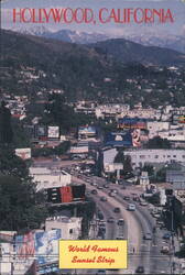Hollywood, California Sunset Strip with Mountains Postcard