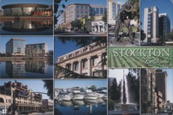 Stockton CA Continental Chrome Postcard Collage Postcard
