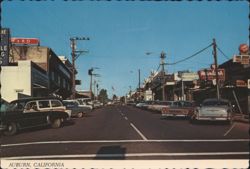 Auburn CA Main Street, Gold Rush Mother Lode Town Postcard
