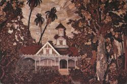 Queen Anne Cottage Mural, Natural Materials, Arcadia CA Postcard