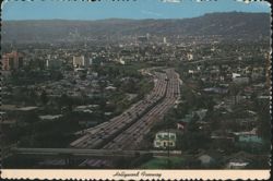 Hollywood Freeway, Los Angeles & Hollywood Skyline Postcard
