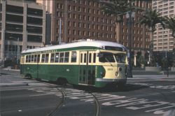 Green & Cream 1948 St. Louis PCC Streetcar #1015, F-Market Postcard