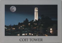 Coit Tower at Night with Full Moon, San Francisco Postcard