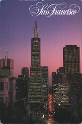 San Francisco Financial District at Night Postcard