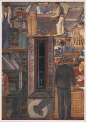 Newsgathering Mural, Suzanne Scheuer, Coit Tower Postcard