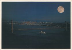 Golden Gate Bridge, San Francisco, Moonlit Cruise Ship Postcard