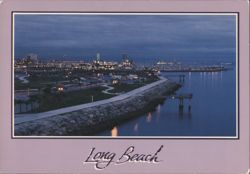 Long Beach, CA Skyline at Dusk, Queen of Beach Cities Postcard