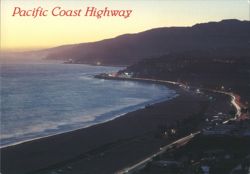 Pacific Coast Highway, California - Dusk Car Lights Postcard