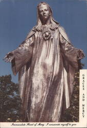 Immaculate Heart of Mary Statue, Graces and Mercy, Santa Clara, CA Postcard