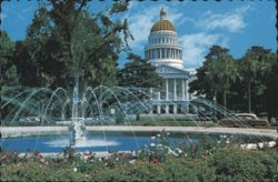 State Capitol Building and Fountain, Sacramento, California Postcard