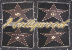 Hollywood Walk of Fame Stars: Chaplin, Douglas, Bugs, Jackson Postcard